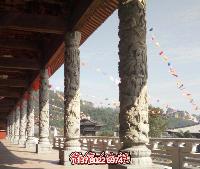 傳承古典藝術，精美石雕龍柱漢白玉浮雕