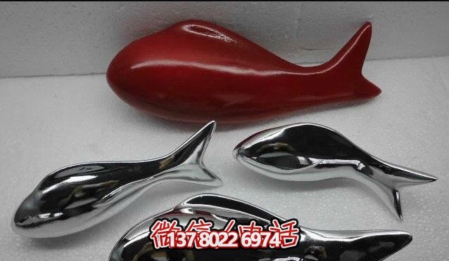 精致簡約不銹鋼魚雕塑，點綴室內裝飾