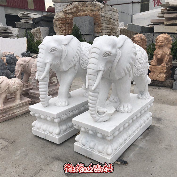 大理石石雕大型動物雕塑，點綴庭院別墅門口